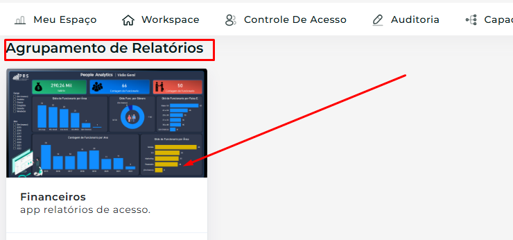 agrupamento de relatórios no power bi embed